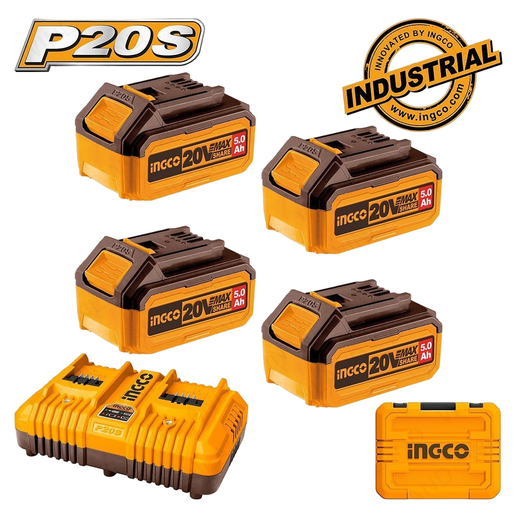 4PCS/Set P20S/20V Lithium-Ion Battery And Charger Kit 4.0Ah-5.0Ah ING-SP