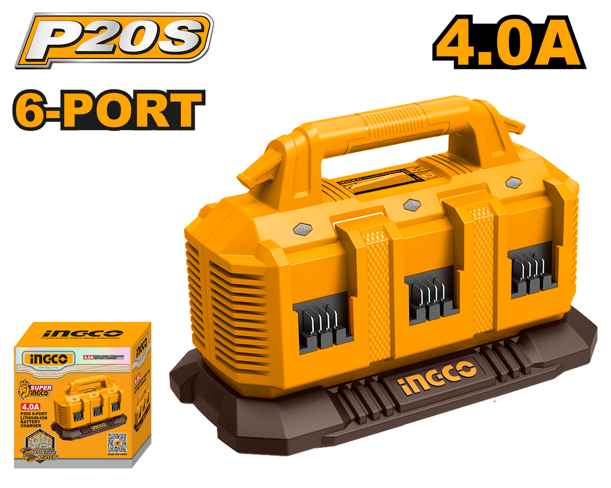 6-Port Lithium-Ion Battery Charger 20V P20S FCLI2064 ING-AC
