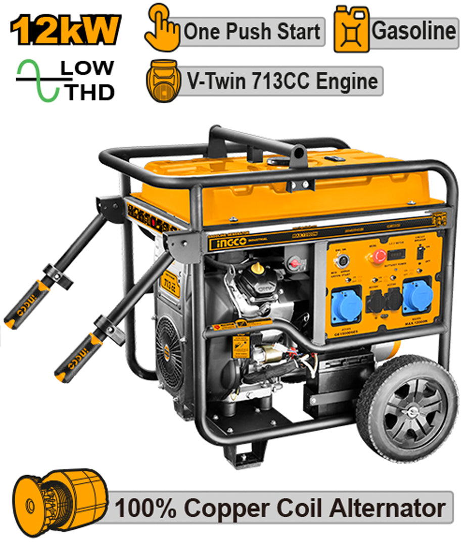 INGCO Industrial Gasoline Generator 15kVA 40L 4-Stroke