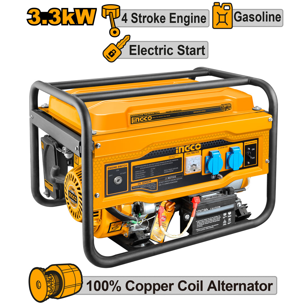 INGCO 3.5kVA Gasoline Generator with Electric Start