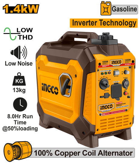 INGCO Winland inverter gasoline generator 1.5kVA 220-240V – GEI15006-5P