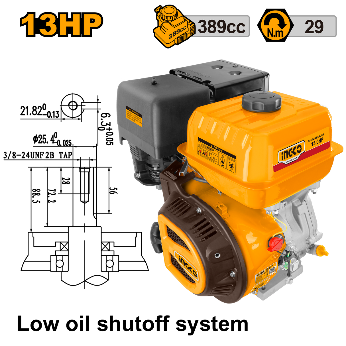 INGCO 13HP 4-stroke industrial gasoline engine generator