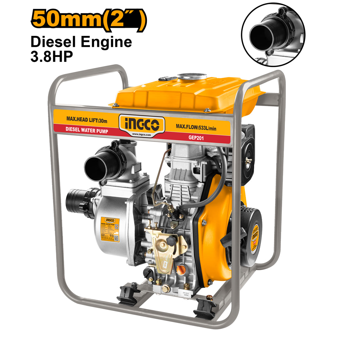 INGCO GEP201 2 inch industrial diesel water pump 3.8HP 211cc