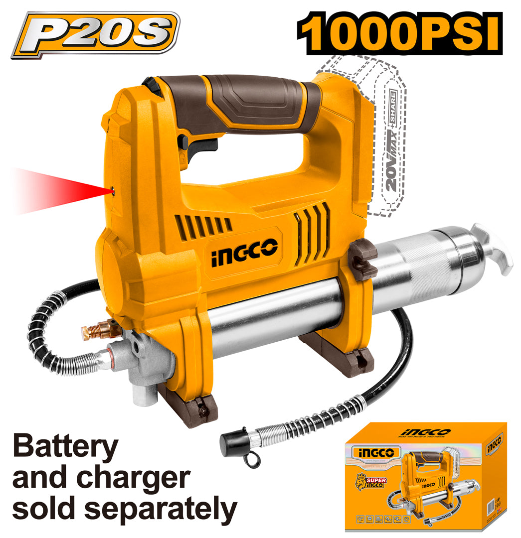 INGCO 20V industrial lithium-ion cordless grease gun (bare tool)