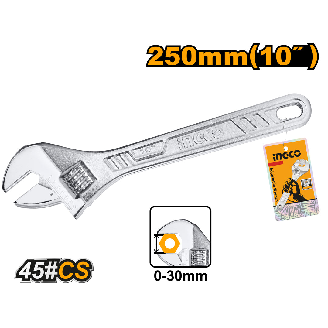 Ingco adjustable wrench, versatile steel hand tool