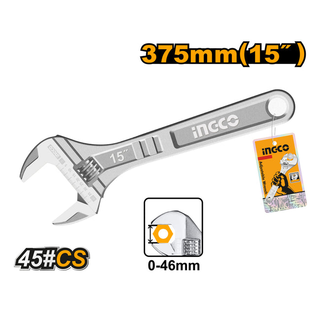 INGCO Adjustable Wrench – Chrome Steel Hand Tool
