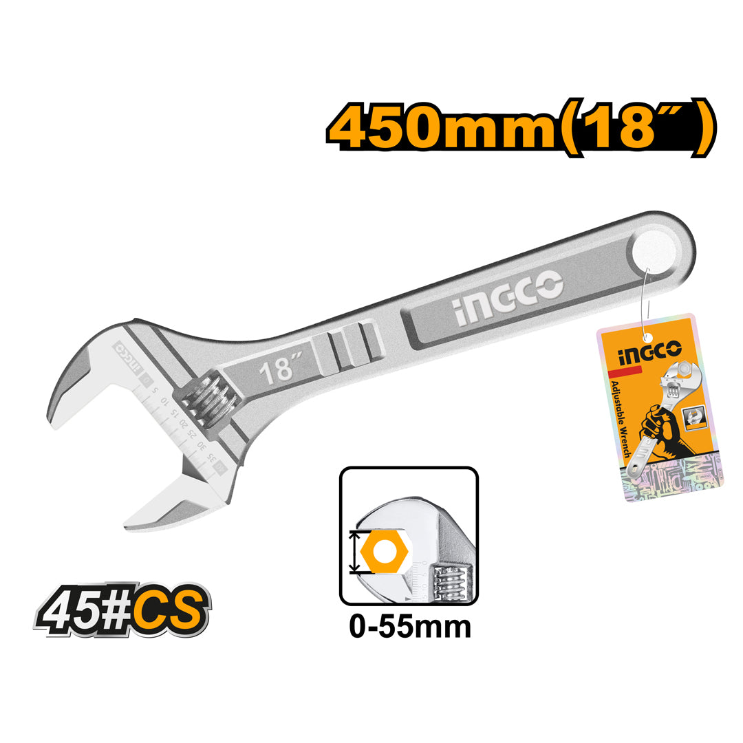 INGCO Adjustable Wrench Hand Tool – Heavy Duty Steel