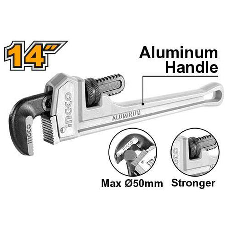 INGCO Pipe Wrench 14" Ø50mm – Aluminum Handle