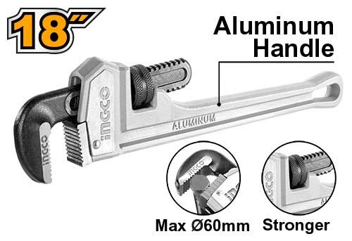 INGCO Pipe Wrench 18" Ø60mm – Aluminum Handle