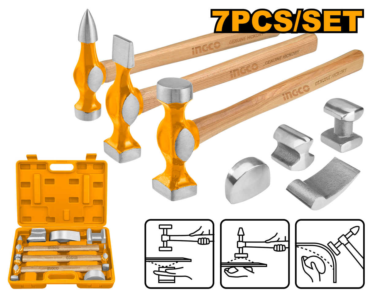7pcs Body and Fender Hammer Set (Heavy Duty) HBAFH0711 / HBAFH0712 ING-HT