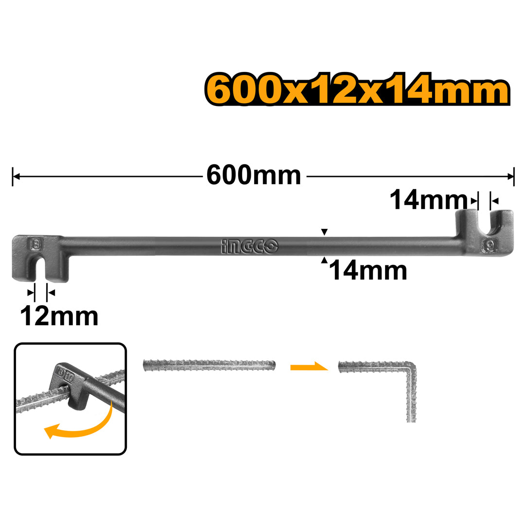 INGCO Bending Bar 600mm Carbon Steel – Heavy Duty Tool