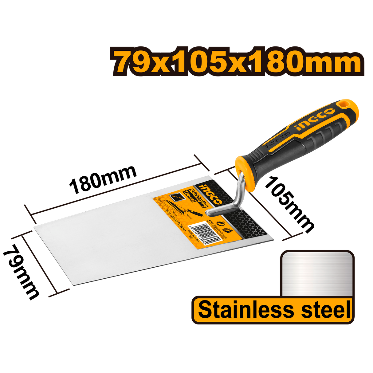 INGCO Bricklaying Trowel Stainless Steel Blade with Plastic Handle
