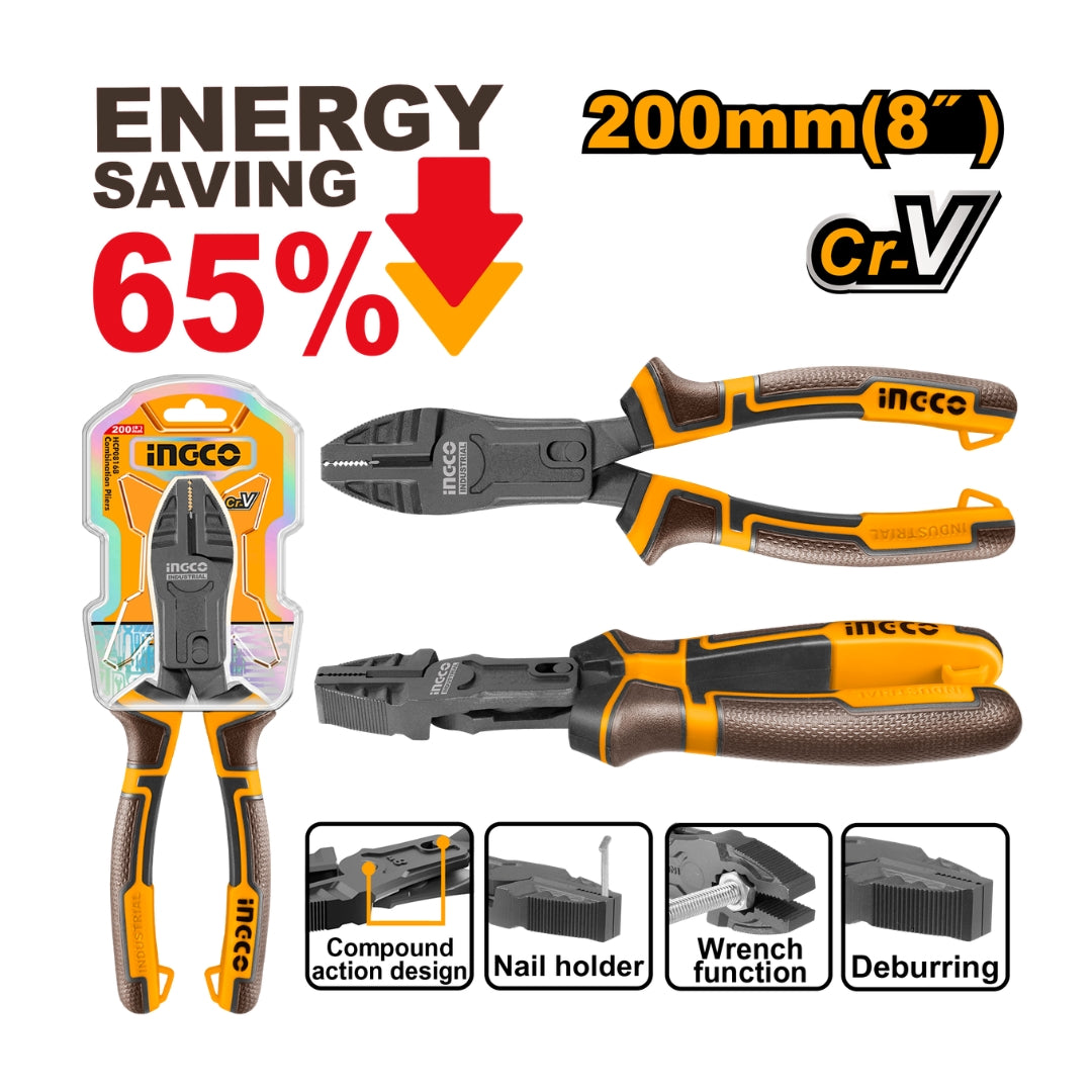 7inch/180mm, 8inch/200mm, 9.5inch/240mm Compound Action Combination Pliers ING-HT