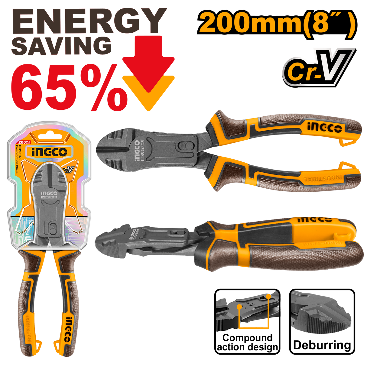 Compound Action CR-V Diagonal Cutting Pliers ING-HT