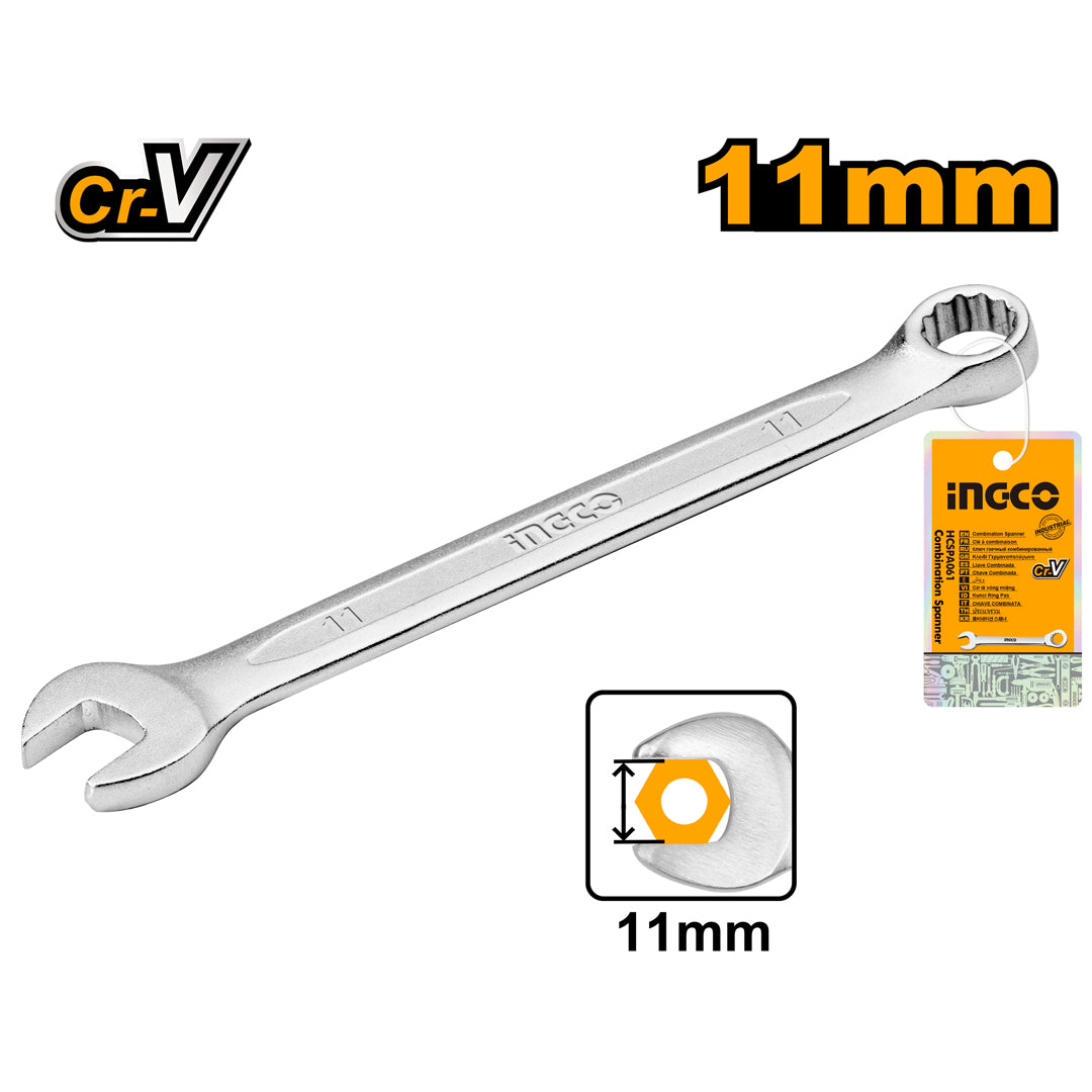 Ingco 11mm combination spanner chrome vanadium tool