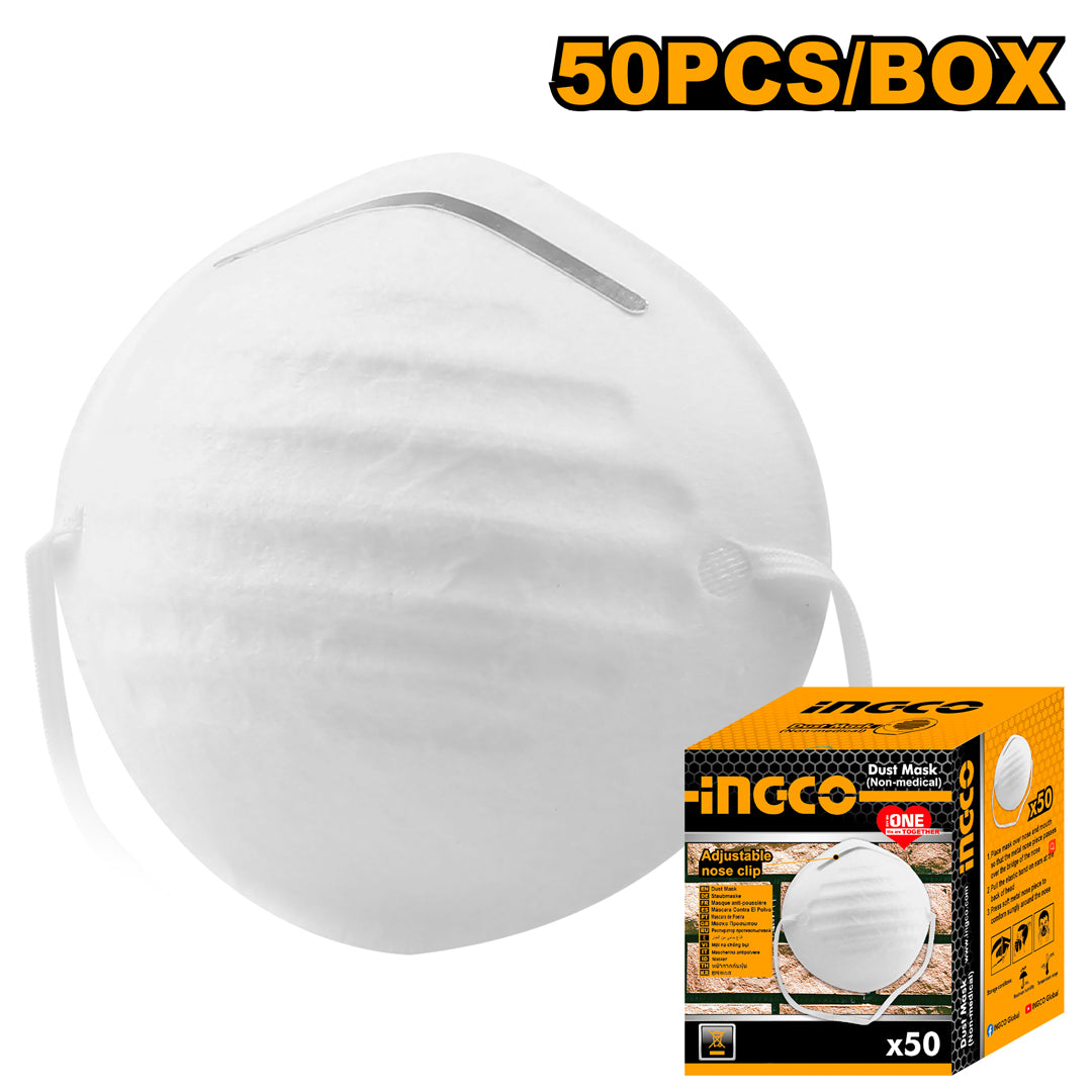 INGCO HDM04 50pcs box dust masks with adjustable nose clip