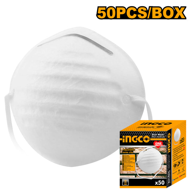 INGCO HDM04 50pcs box dust masks with adjustable nose clip