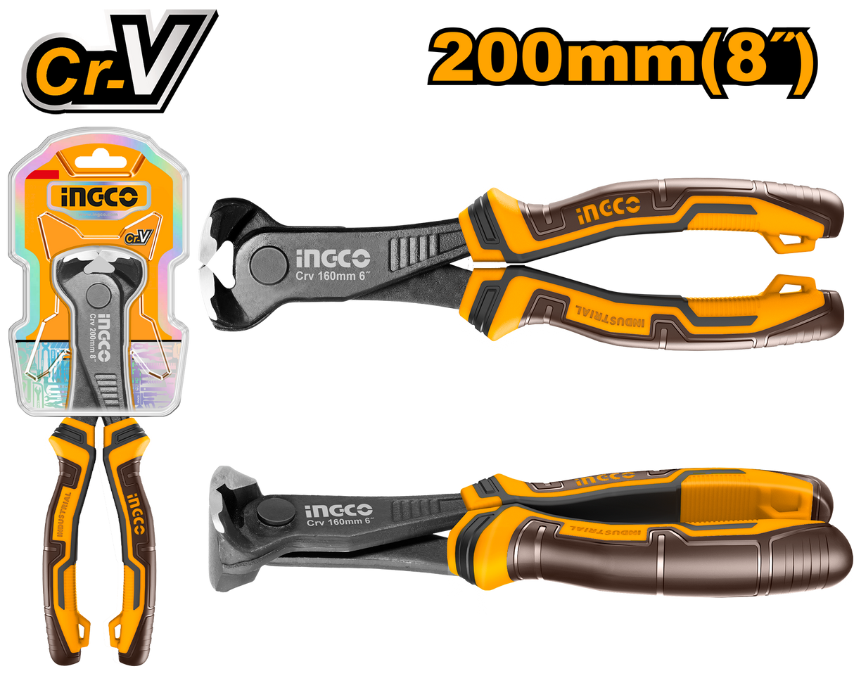 8"/200mm End Cutting Pliers-Cr-V, Black Finish HECP28200 ING-HT