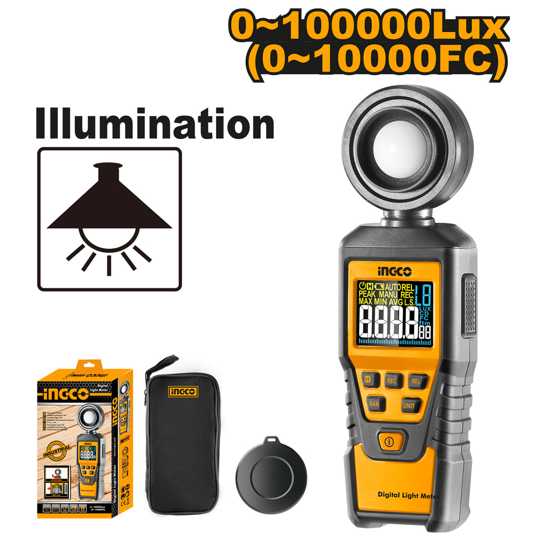 INGCO HETLU01 digital LED lux meter 0–200000 lux