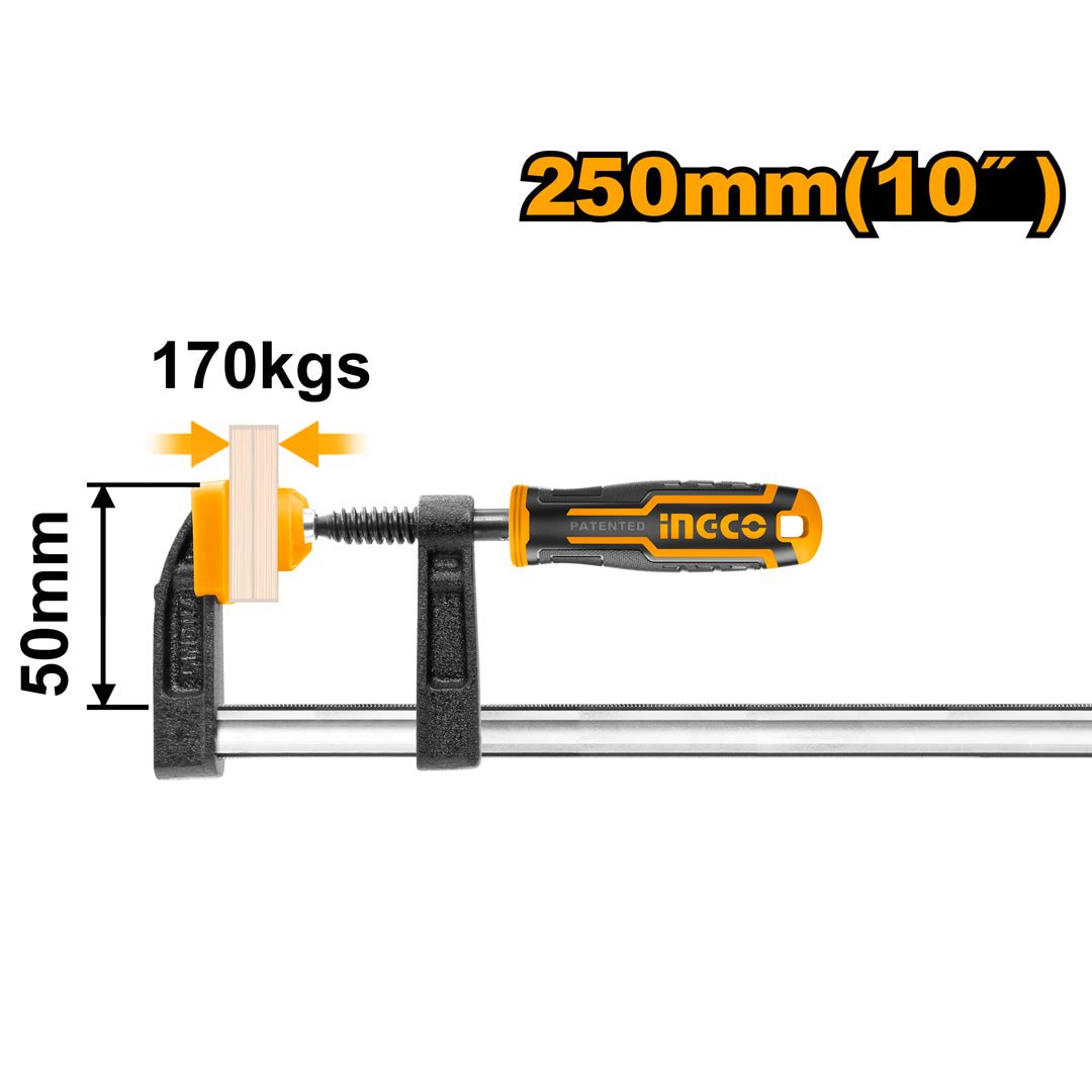 Ingco F clamp with rubber handle woodworking clamp