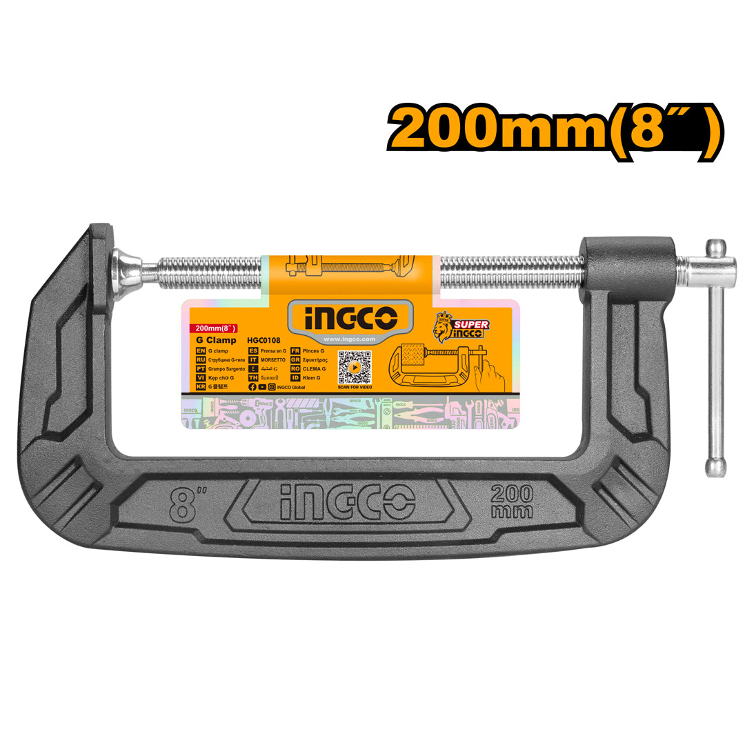 INGCO G-Clamp Size 8 – Heavy Duty Cast Iron