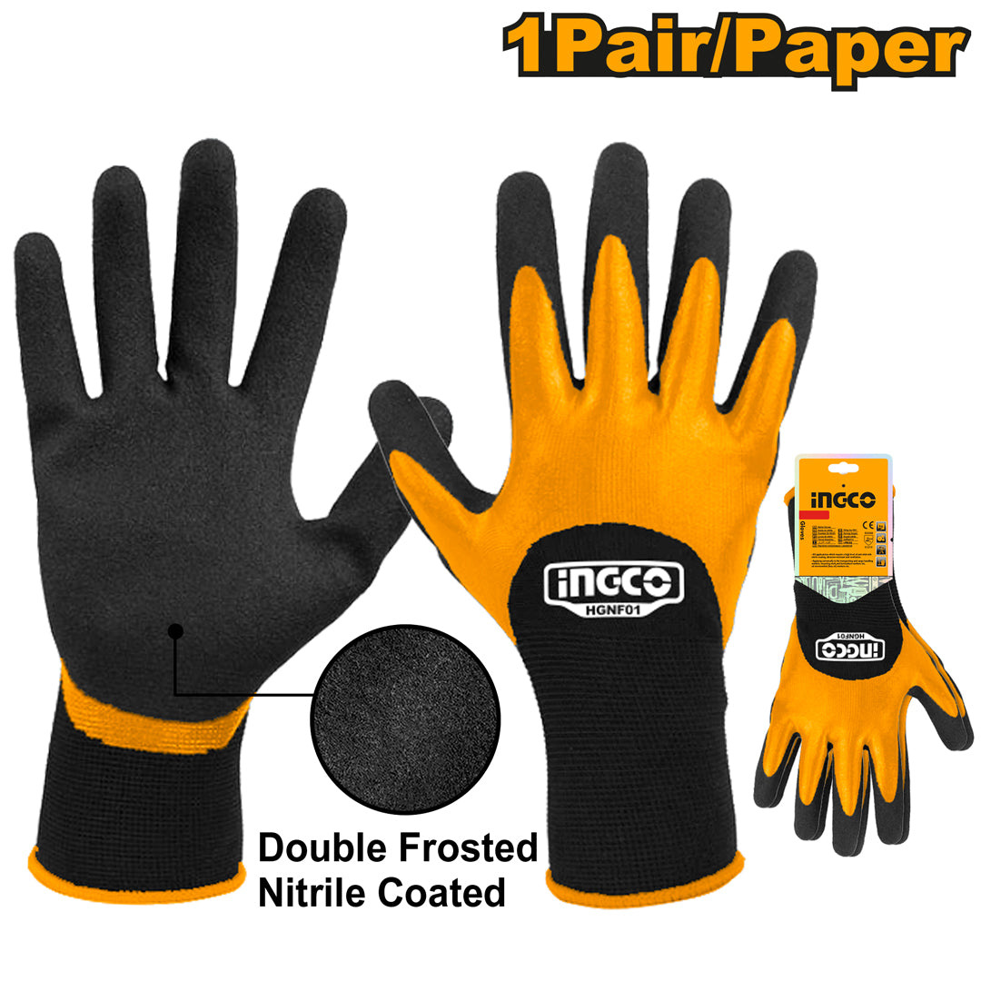 INGCO XL nitrile-coated safety gloves, touchscreen compatible