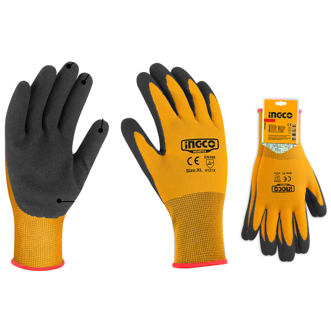 INGCO XL nitrile-coated touchscreen safety gloves