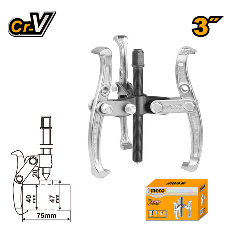 Ingco 3 inch 3-jaw gear puller universal bearing remover