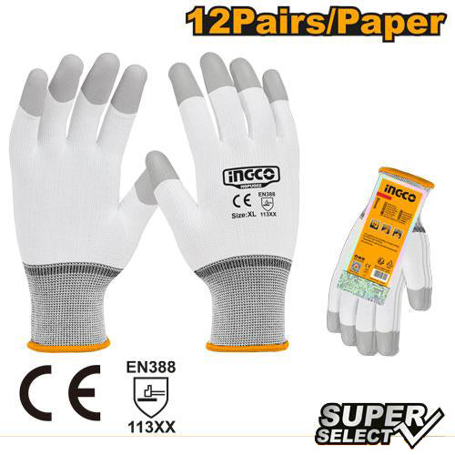 INGCO PU gloves XL with cotton lining for hand protection