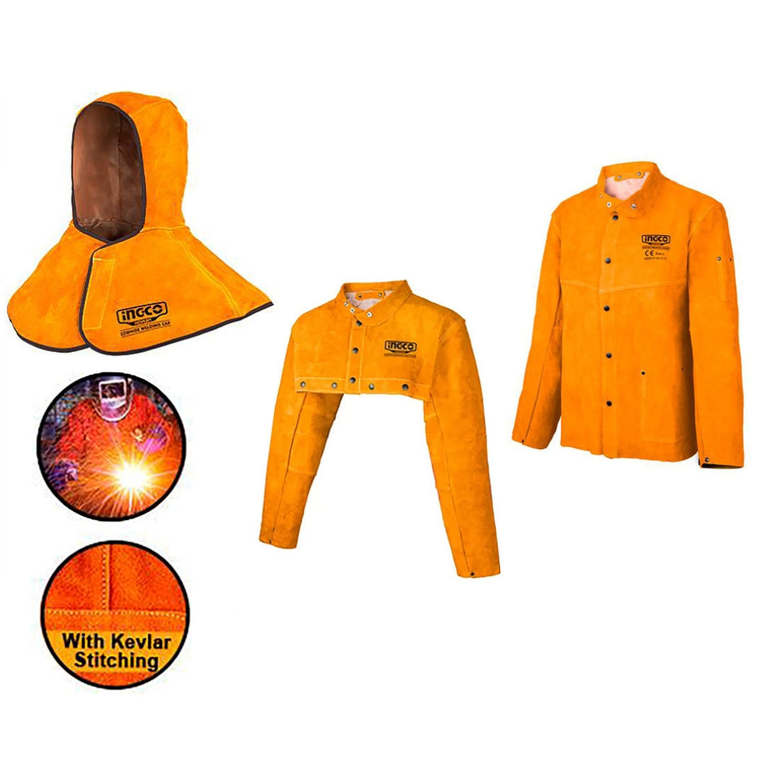 1.1-1.3mm Safety Welding Protective Gear Cowhide Safety Cap, Cape Sleeve, Welding J ING-SE