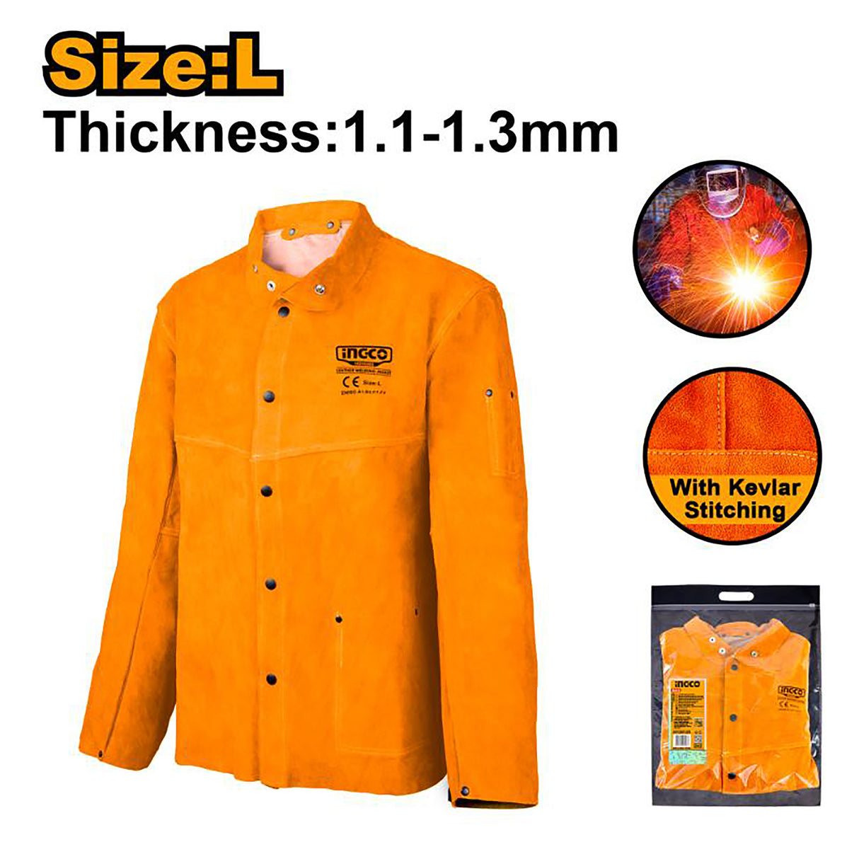1.1-1.3mm Safety Welding Protective Gear Cowhide Safety Cap, Cape Sleeve, Welding J ING-SE