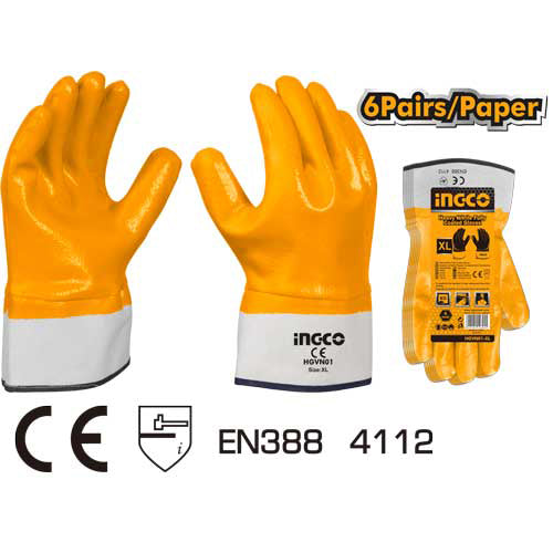 INGCO HGVN01 fully coated heavy nitrile safety gloves XL