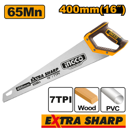 INGCO 16" 400mm Hand Saw 7TPI HHAS15400