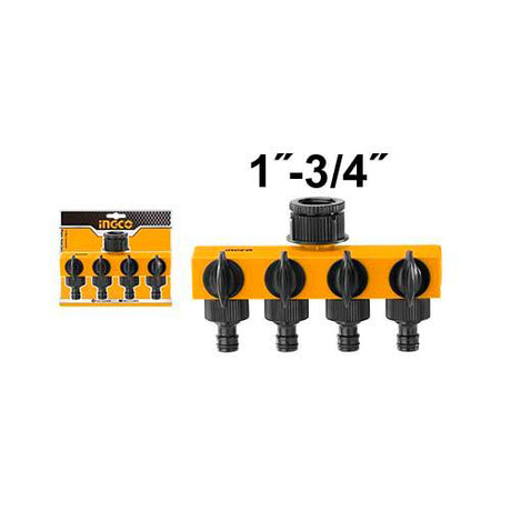 Ingco plastic 4-way hose connector for garden irrigation