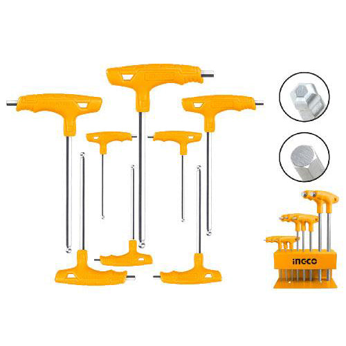 Ingco 8pcs T-handle ball point hex wrench set