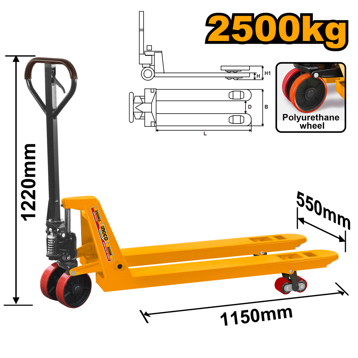 Ingco 2500kg-3000kg Hand Pallet Truck ING-HT