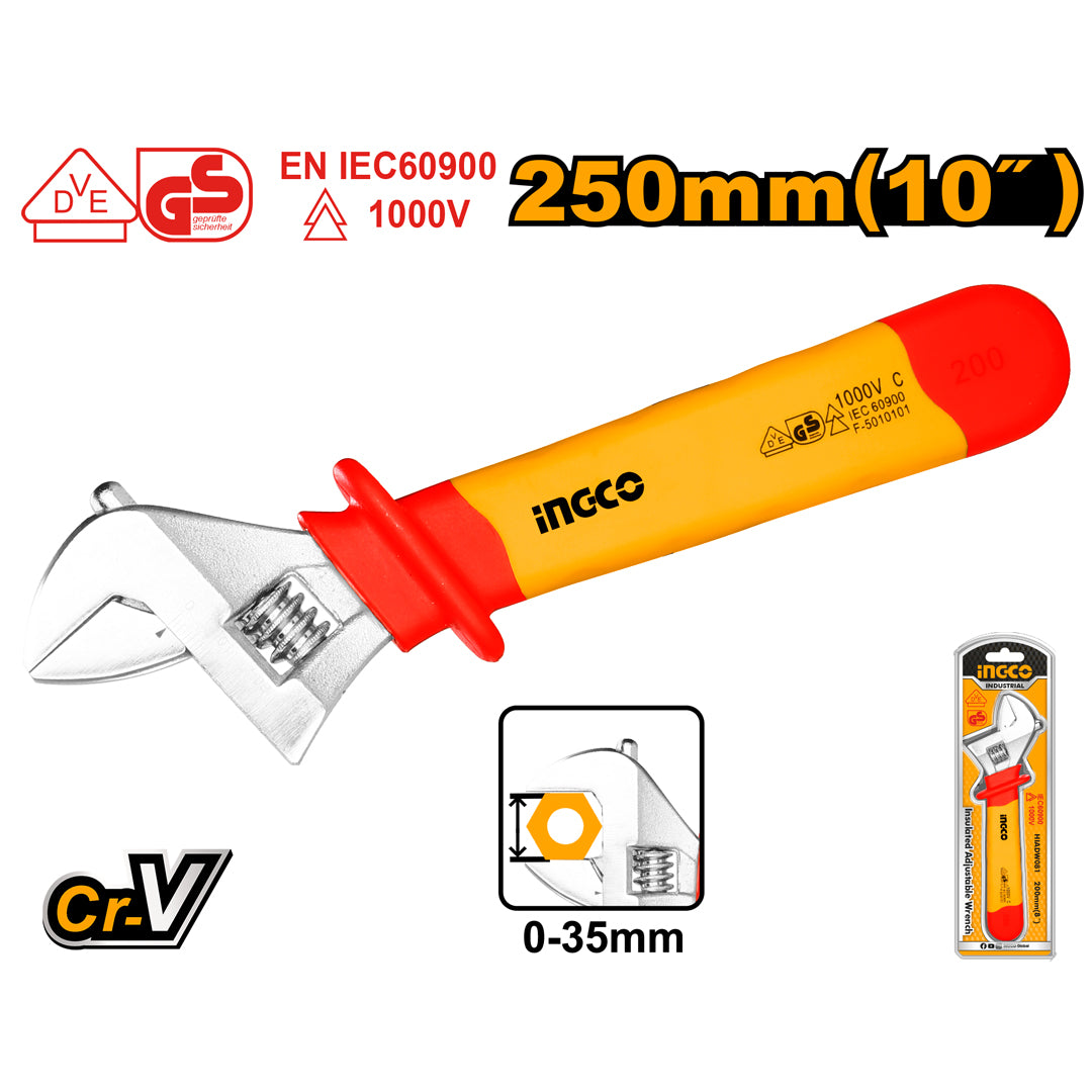 INGCO HIADW101 insulated adjustable wrench 250mm (10 inch)