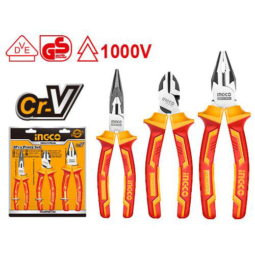 Ingco 3pcs insulated pliers set electrician tools