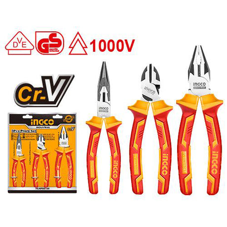 Ingco 3pcs insulated pliers set electrician tools