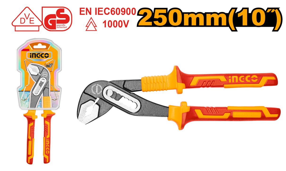 Ingco 250mm insulated pump pliers, 1000V rated