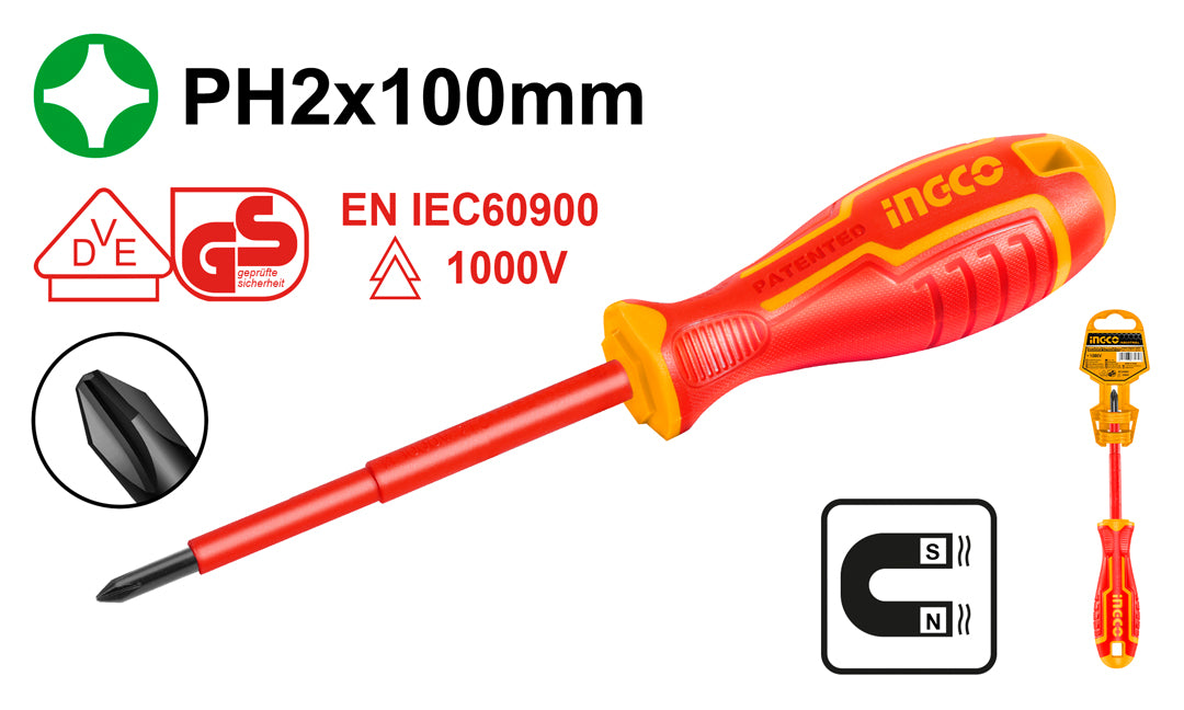 INGCO Insulated Screwdriver – Industrial Grade 1000V