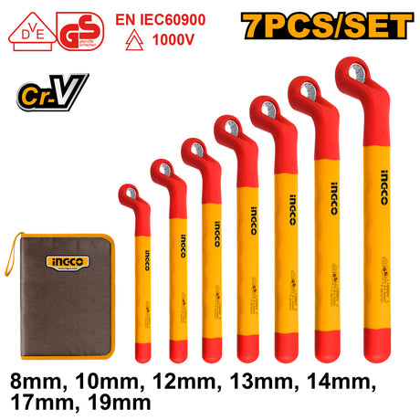 INGCO HKISPA0702 7pcs insulated ring wrench set with pouch 1000V