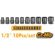 INGCO HKISSD12101 10pcs 1/2 inch industrial impact socket set CR-MO