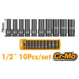 INGCO HKISSD12102L 10pcs 1/2 drive deep impact socket set