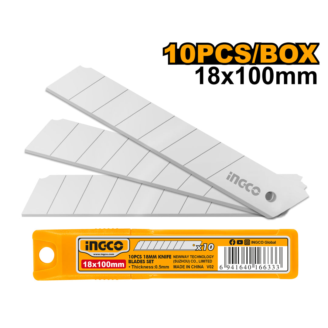 INGCO 10pcs Knife Blades – 18mm Cutter Replacement Blades