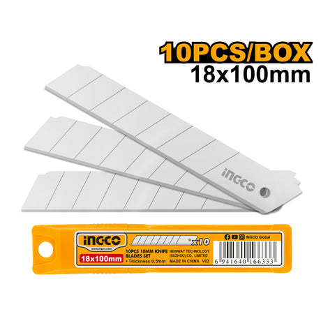 INGCO 10pcs Knife Blades – 18mm Cutter Replacement Blades
