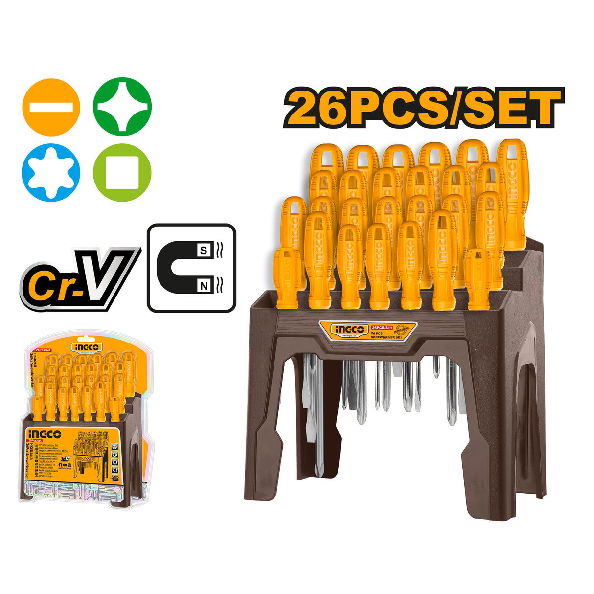 INGCO HKSD2658 26pcs screwdriver set