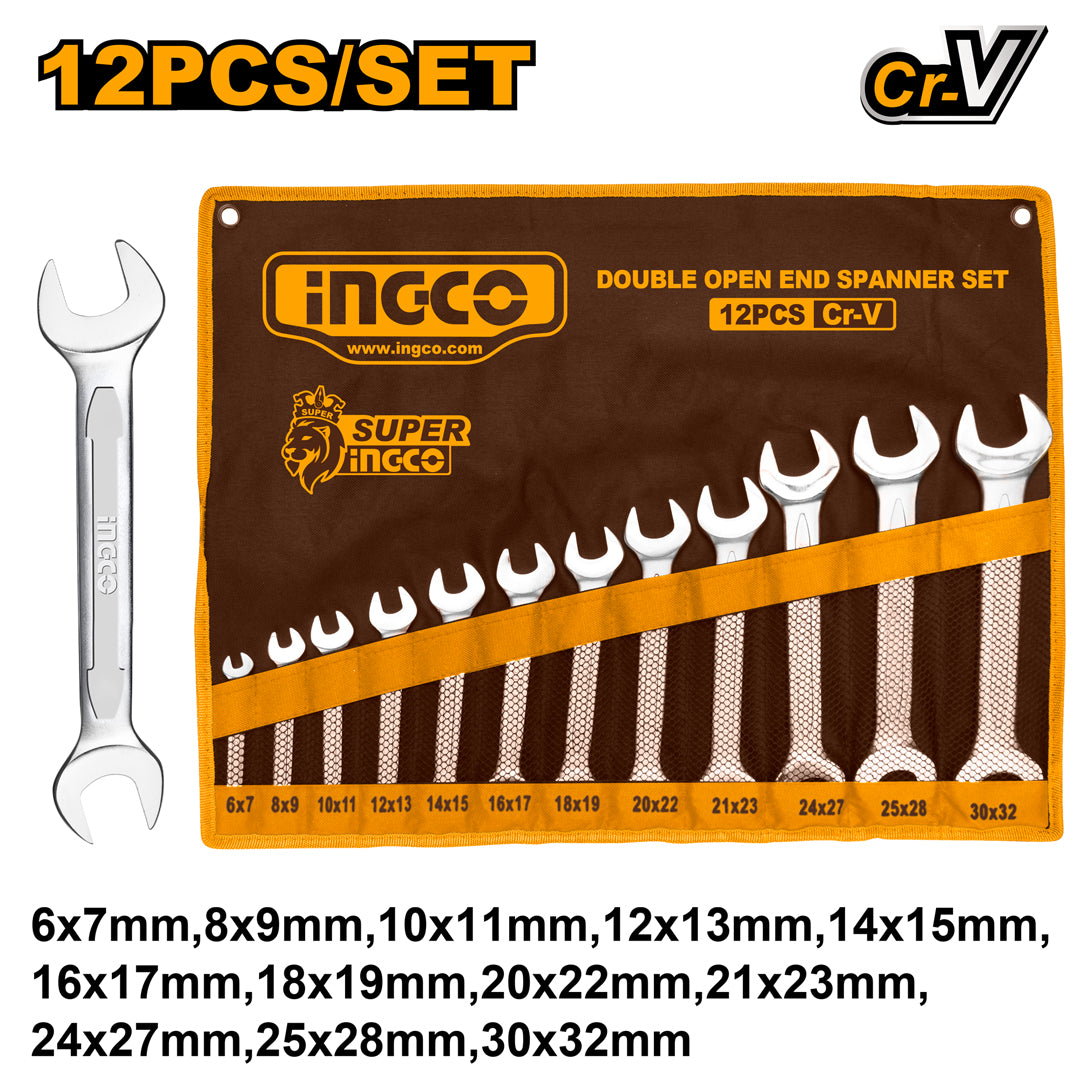 INGCO HKSPA2142 12pcs double open end spanner wrench set