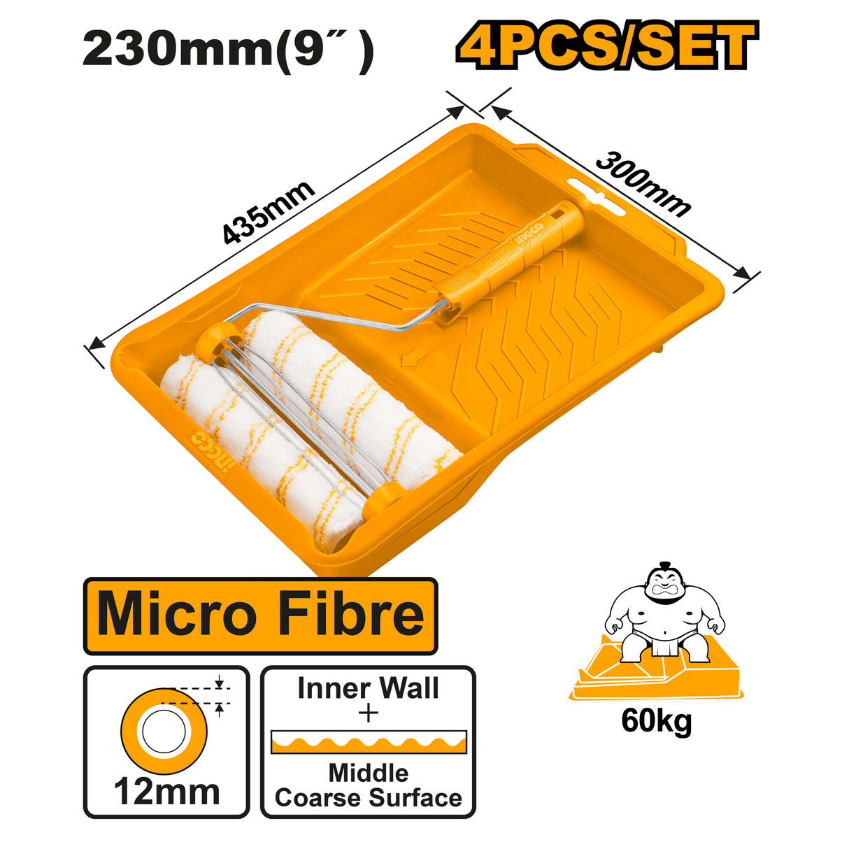 INGCO HKTCB042306 4pcs cylinder paint brush set