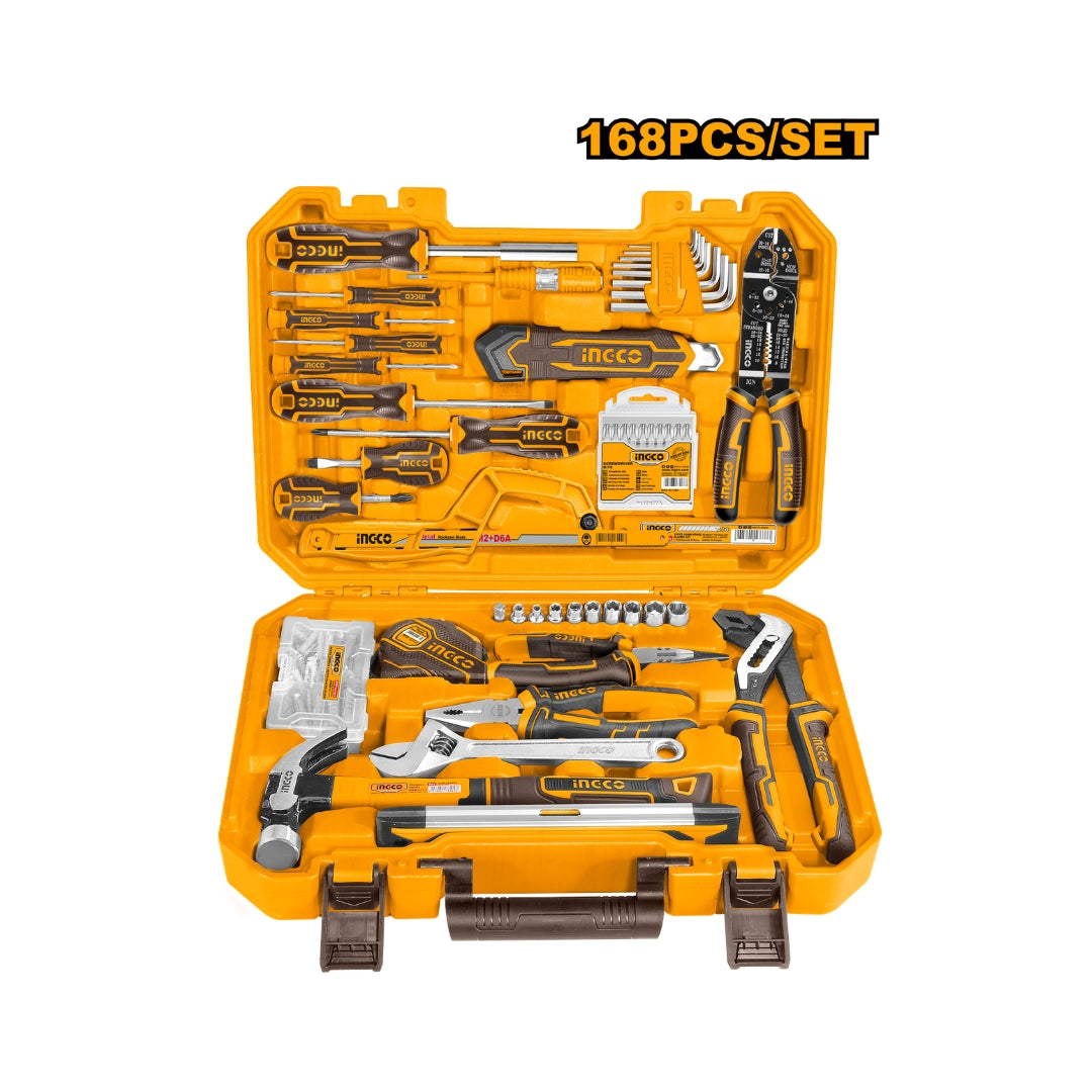 Ingco 168pcs Household Tools Set Pliers Wrench Tape Measure Test Pencil HKTHP21681 ING-HT